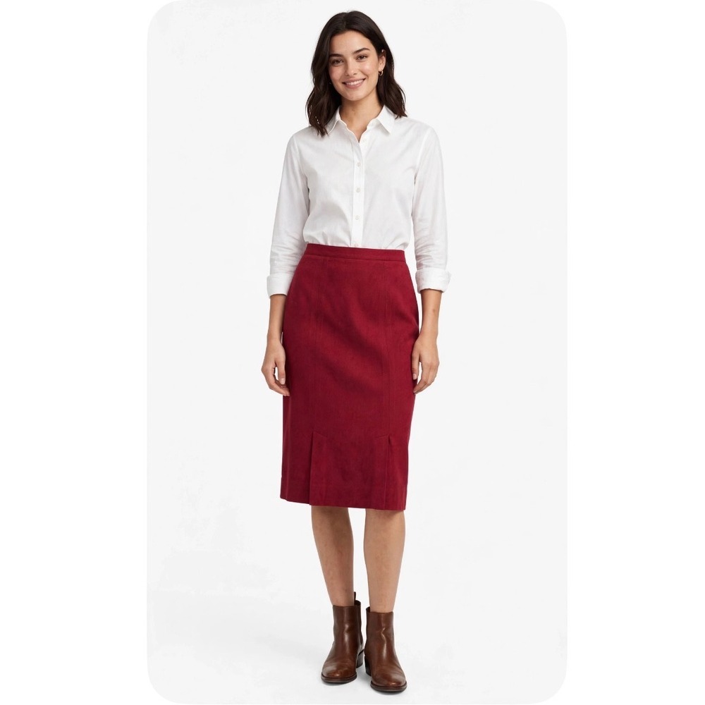 Pendleton Vintage Red 100% Virgin Wool Midi Pencil Skirt Size 18